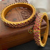 Kada Kundan Bangle-Square-Pink-G3660